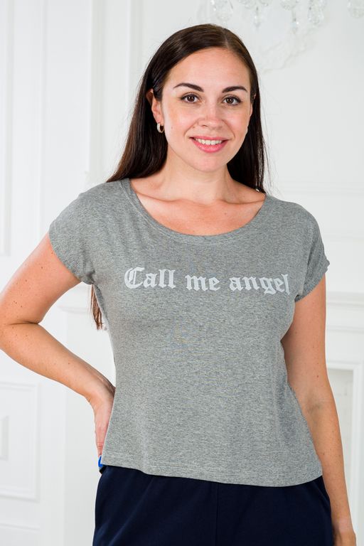 Футболка женская из вискозы Лирика серый меланж Call me angel - Амадэль фото 5