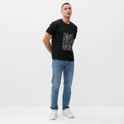 Футболка мужская MINAKU с фирменным принтом цвет чёрный, р-р 54