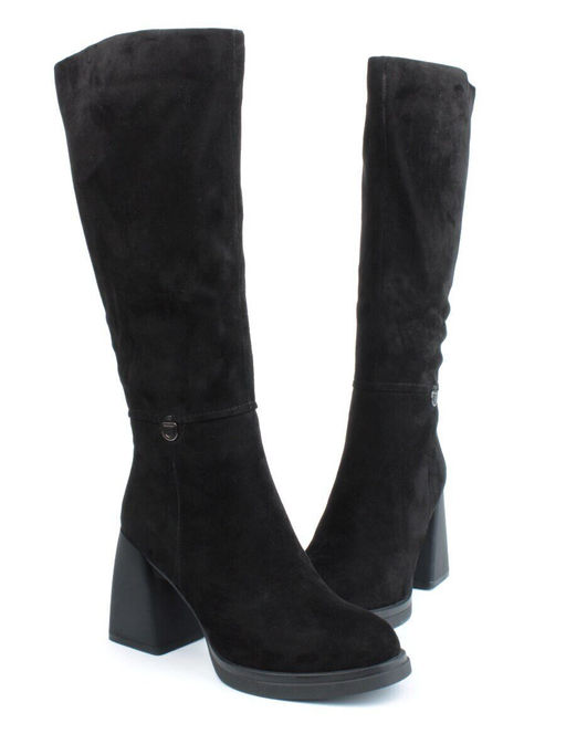 02-FN935-2M BLACK Сапоги зимние женские (натуральная замша, байка, натуральный мех)