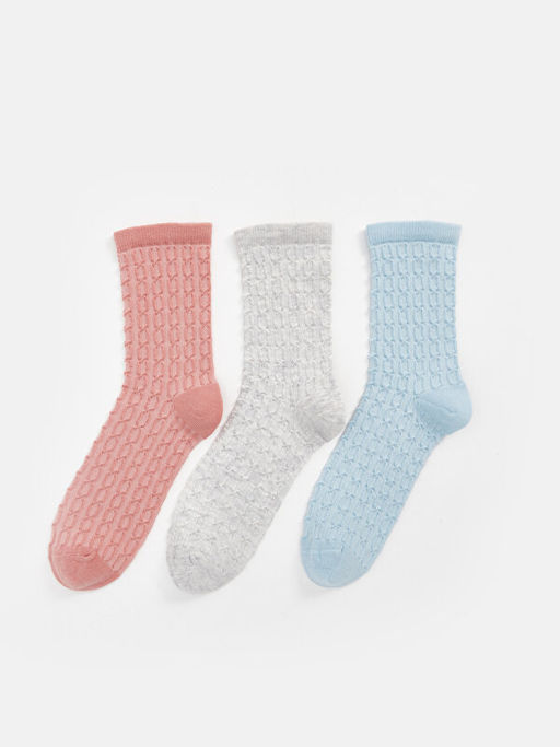 Kendinden Desenli Kad?n Soket ?orap 3l?