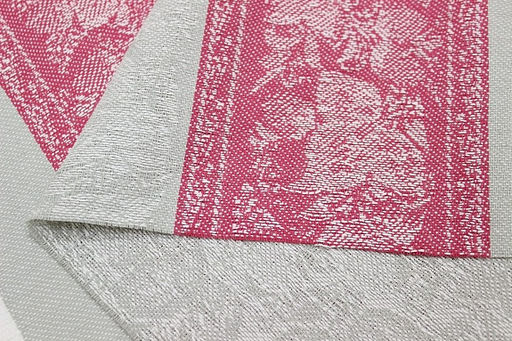 Холст полотенечный жаккард Ягодка-малинка цв.фуксия/серый, ш.0,5м, лен-30%, хл-70%, 210гр/м.кв - Купава фото 2
