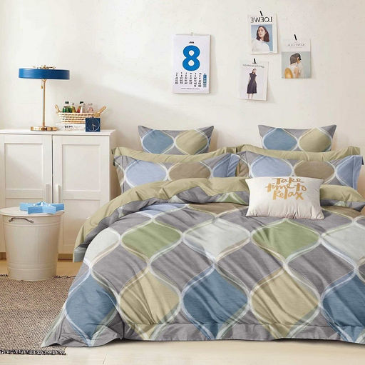 Постельное белье - Поплин 6246 Соты 2-спальный с Евро простыней (молния)