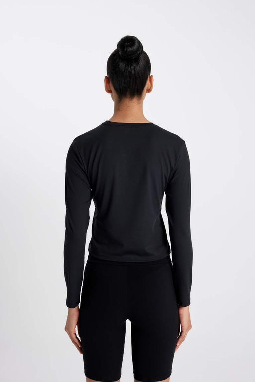 DeFactoFit Облегающая футболка с круглым вырезом и принтом в стиле спортсмен с длинными рукавами  фото 7