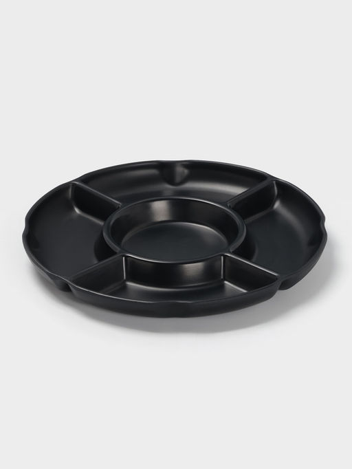 Менажница «Чёрный Восток», 5 секций, пластик, 25×2.5 см, диаметр центра 11 см, чёрная