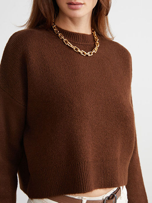 Bisiklet Yaka Oversize Kad?n Triko Kazak