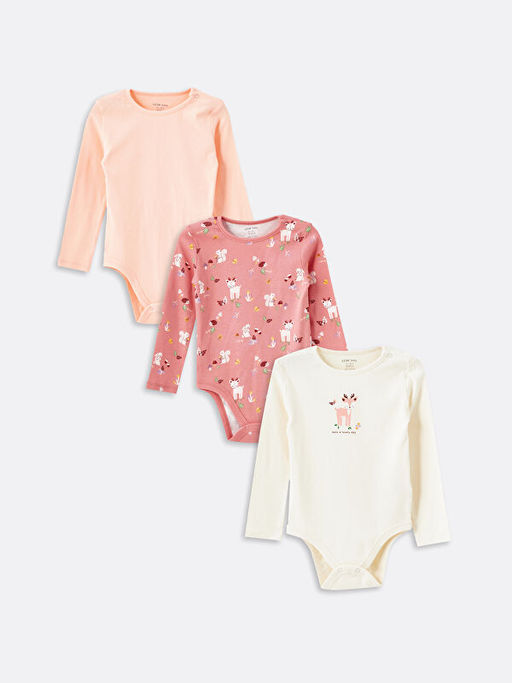 Bisiklet Yaka K?z Bebek ??t??tl? Bodysuit 3l?