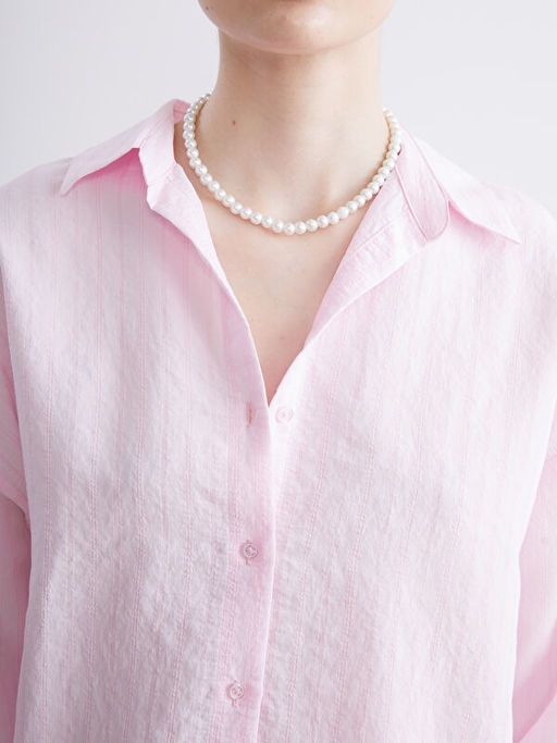 ?izgili Oversize Modal Kar???ml? Kad?n G?mlek