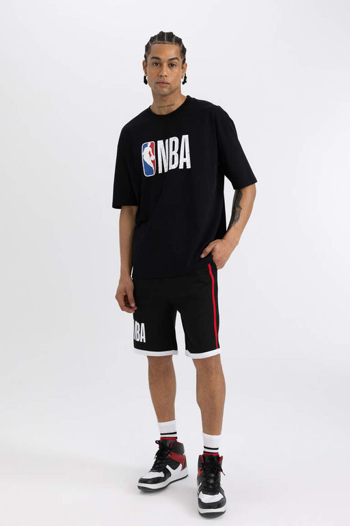 DeFactoFit Футболка Oversize с круглым вырезом и короткими рукавами NBA Wordmark фото 2