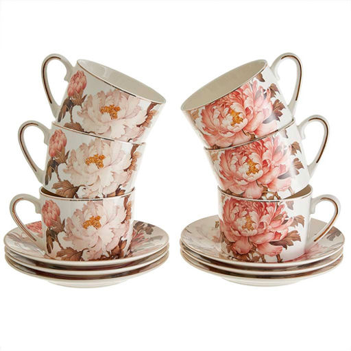 МЛ162P/6 Чайный набор 12 предметов "Японский пион" (250 мл) в подарочной коробке (6)