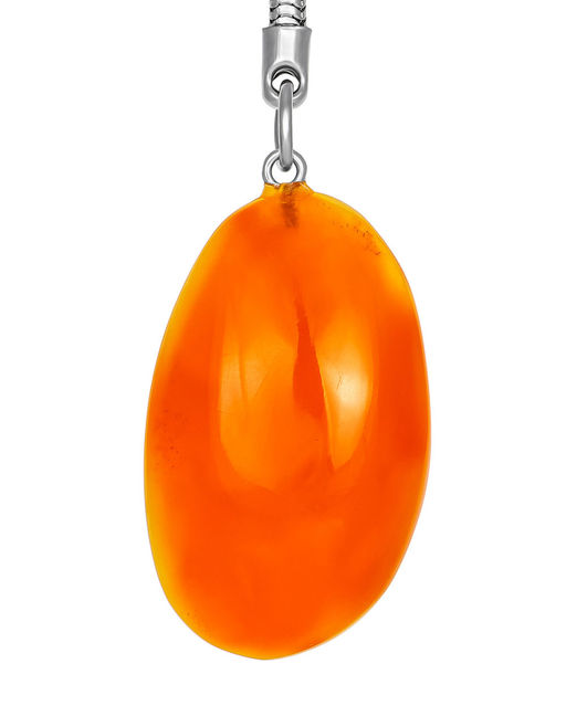 Брелок с натуральным балтийским янтарём красивого оранжевого цвета