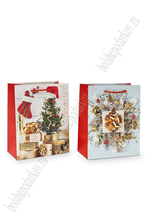Пакет Новогодний 18*23*10 см (12 шт) SF-7568, микс №2 - Больше подарков фото 2