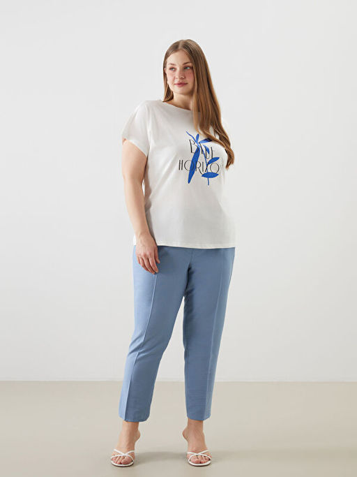 Bisiklet Yaka Bask?l? Kad?n Ti??rt