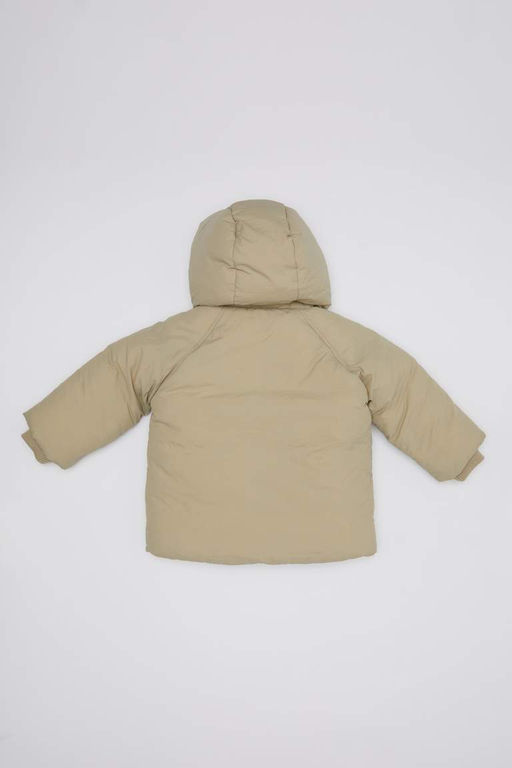Водоотталкивающее пальто с капюшоном и мягкой пушистой изнанкой для маленьких девочек - Defacto фото 5