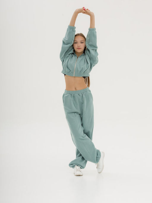 Костюм из спортивной ткани найк футер утепленный, мята (велюр эффект) - Knitka wear фото 5
