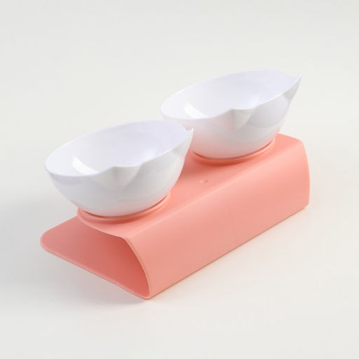 Миски пластиковые на розовой подставке 27,5 х 14 х 15 см белые - Пижон фото 4