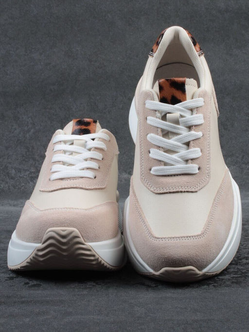 03-YG497-2 BEIGE Кроссовки женские (натуральная кожа)