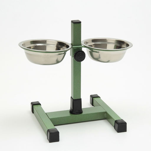 Подставка с мисками для кошек и собак Пижон, 2250 мл, высота 25 см, разборная, зелёная фото 2
