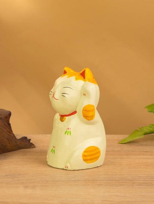 Фигурка «Кошка Неко», 6×6×11 см, дерево, оранжевый