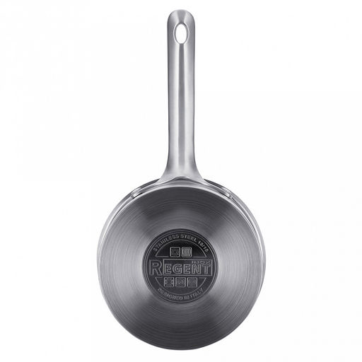 Ковш из нержавеющей стали "Linea PALERMO" 1,8л, д16см, h9см, s0,6мм, дно s15мм, трехслойное капсулированное дно, стеклянная крышка-дуршлаг с силиконовым ободком, два режима слива воды, ручка из нержавеющей стали, цветная коробка, "Regent" (Китай)