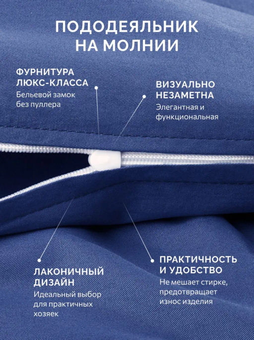 Постельное белье Моноспейс 1,5сп + 2 наволочки, темно-синий - Ecotex фото 5