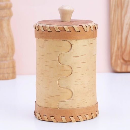 Туес «Ёжик», банка для хранения, 8×8×14 см, береста