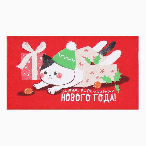 Цена за 2 шт. Полотенце Доляна. Котик, 28?46 см, 100% хлопок, рогожка 164 г/м?