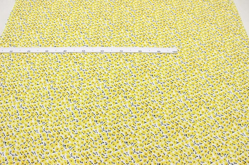 Штапель Веселина (желтые цветы на молочном), ш.1.45м, вискоза-100%, 100гр/м.кв - Купава фото 3