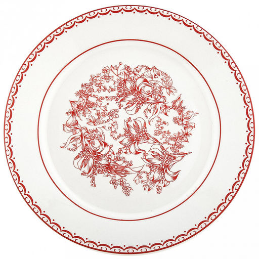 Кальяри Тарелка мелкая фарфоровая д205мм h20мм, с деколью, бордовый, в коробке (Китай) - Домашняя мода фото 2