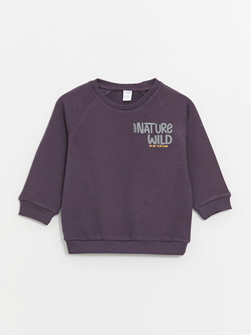 Bisiklet Yaka Uzun Kollu Bask?l? Erkek Bebek Sweatshirt