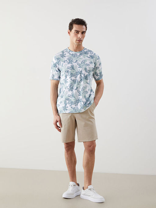 Bisiklet Yaka Desenli Penye Erkek Ti??rt