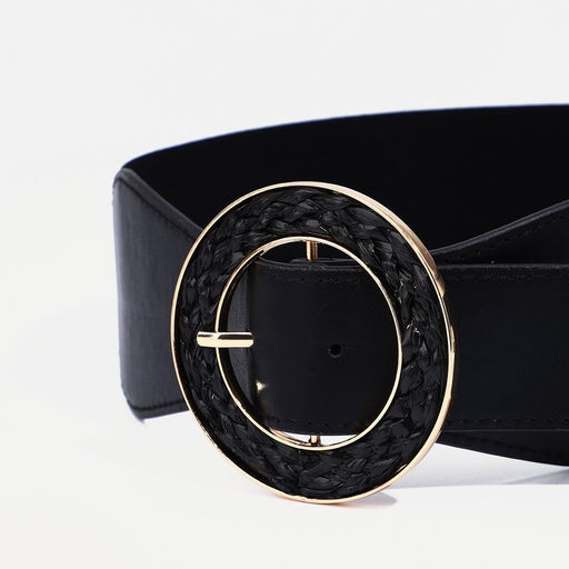 Ремень женский, ширина 7 см, на резинке, пряжка металл, цвет чёрный - Simaland фото 2