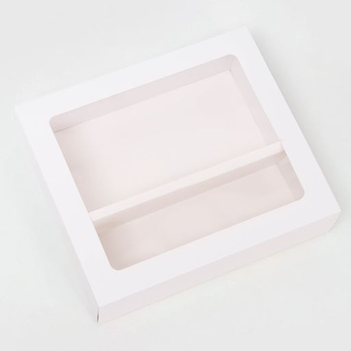 Коробка для кондитерских изделий, с окном, белая, 22.1×25.5×6.5