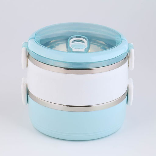 Ланч бокс TAKE IT EASY «Милави», 1.1 л, ёмкость 500 мл, 2 уровня, ,сохраняет тепло 2 ч, нержавеющая сталь, белый, голубой