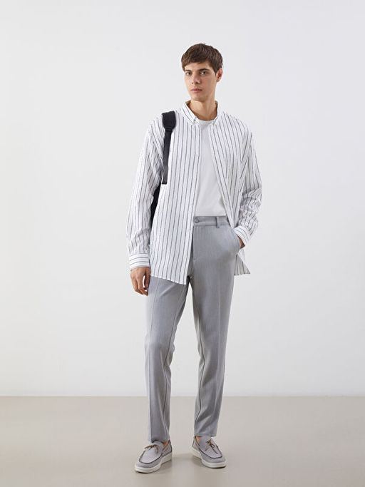 Slim Fit ?izgili Erkek G?mlek