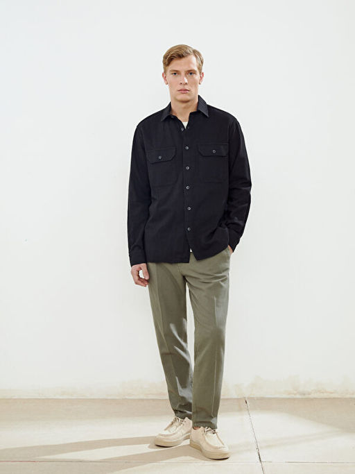 Rahat Kal?p Uzun Kollu Keten Kar???ml? Erkek G?mlek