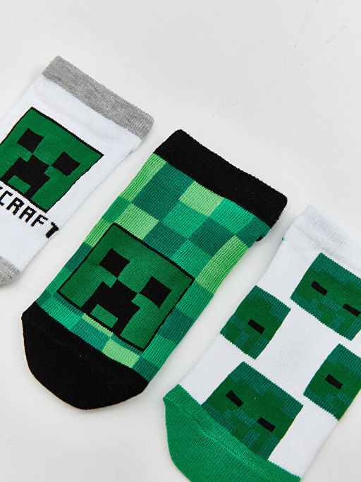 Minecraft Desenli Erkek ?ocuk Patik ?orap 5li