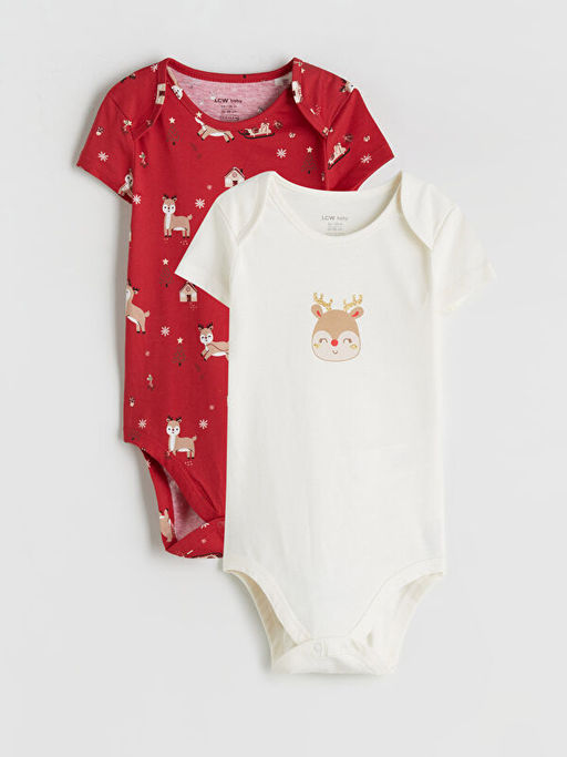 Geyik Bask?l? K?z Bebek ??t??tl? Body 2li