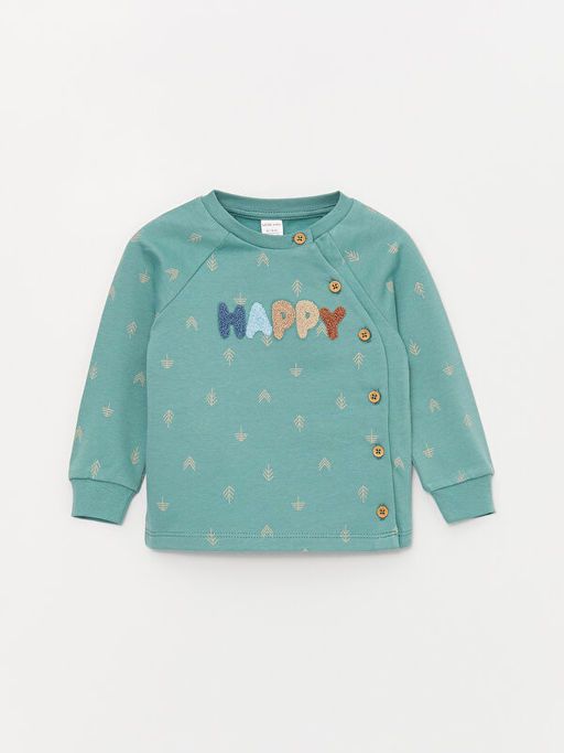 Bisiklet Yaka Uzun Kollu Bask?l? Erkek Bebek H?rka ve Pantolon 2li Tak?m - Waikiki фото 2