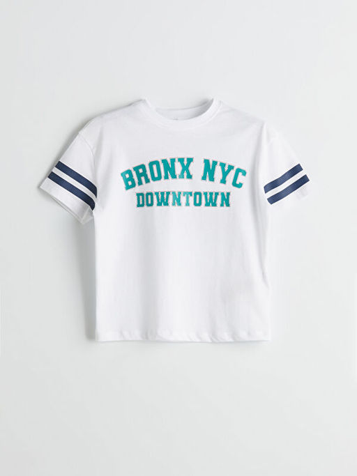 Bisiklet Yaka Yaz? Bask?l? Erkek ?ocuk Ti??rt