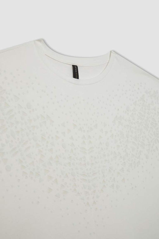 Футболка с коротким рукавом с круглым вырезом и принтом - Defacto фото 7