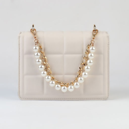 Цена за 2 шт. Цепочка для сумки, с жемчугом, d = 14 мм, 2,3 16 11,5 мм, 30 см, цвет золотой - Арт узор фото 4