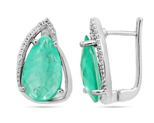 Серьги, турмалин лазурный выращ., Руслана