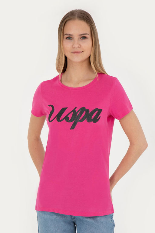 Женская футболка цвета фуксии с круглым вырезом - U.s. polo assn фото 8