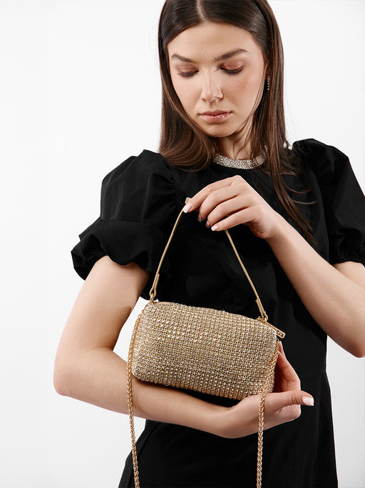 LACCOMA сумка ST016-1-золотой стразы  фото 8