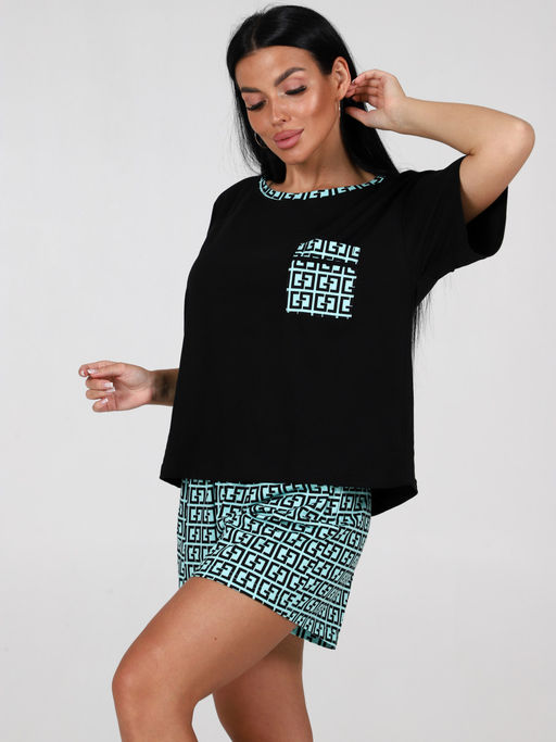 3122 ЖЕНСКАЯ ПИЖАМА (шорты) (Ментол) - А-дина фото 5