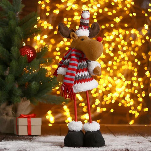 Игрушка мягкая «Олень в полосатом шарфике-длинные ножки» стоит, 11×36 см