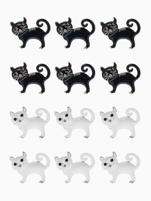 Цена за 12 шт. Брошь «Бродячий кот», МИКС