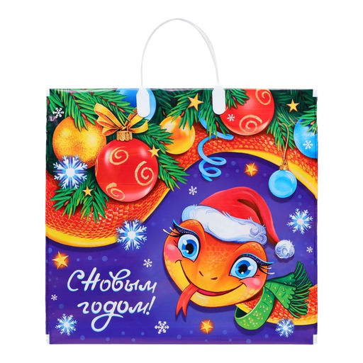 Цена за 10 шт. Пакет новогодний «Кокетка», полиэтиленовый с пластиковой ручкой, упаковка, 37×34 см