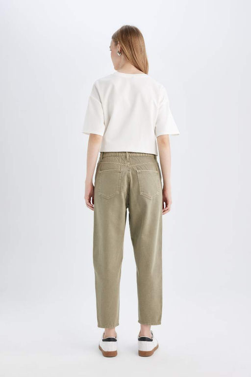 Джинсовые брюки длиной до щиколотки с высокой талией в бумажном пакете - Defacto фото 6