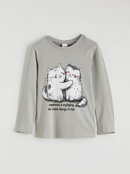Пижамный комплект Bisiklet Yaka Kız Çocuk Baskılı Pijama Takım